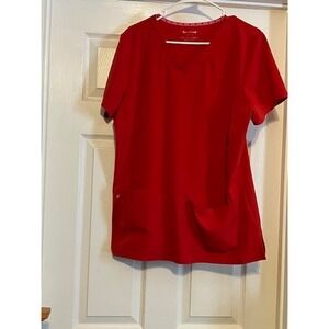 Women's Scrub top size XL, Solid Red Scrup Top, Heart & Soul, XL Scrubs